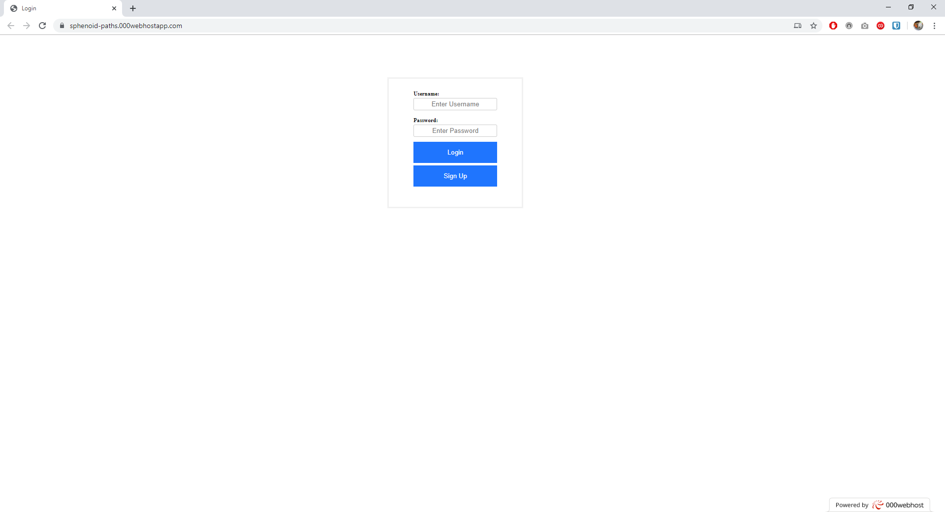 Login screen